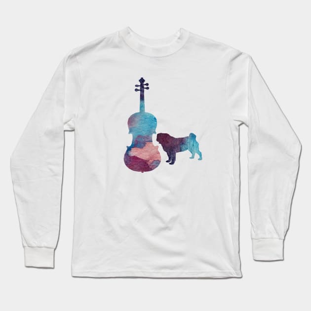 Viola pug art Long Sleeve T-Shirt by TheJollyMarten